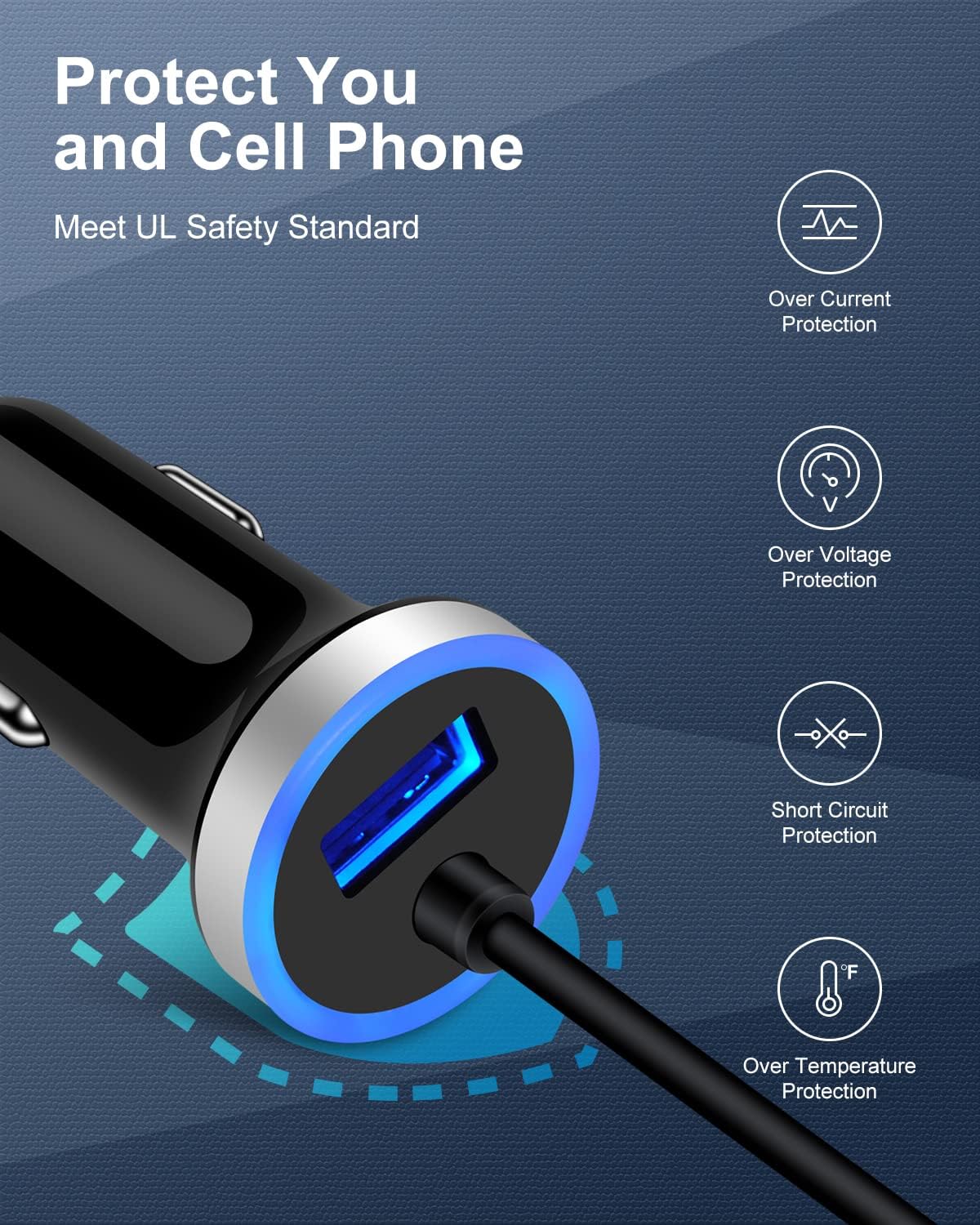 Cell Phone Car Charger for Samsung Galaxy A17 A16 A25 A15 5G A13 A14 A24 A03s S25 S24 S23 Ultra iPhone 17 16e 16 15, USB C Cigarette Lighter Adapter Usbc Cord Fast Charging Typec Cargador Cable Auto