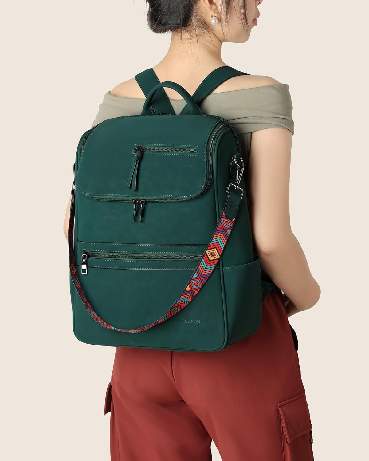 FADEON Laptop Backpack for Women Leather Travel Backpack with Laptop Compartment, Designer Ladies