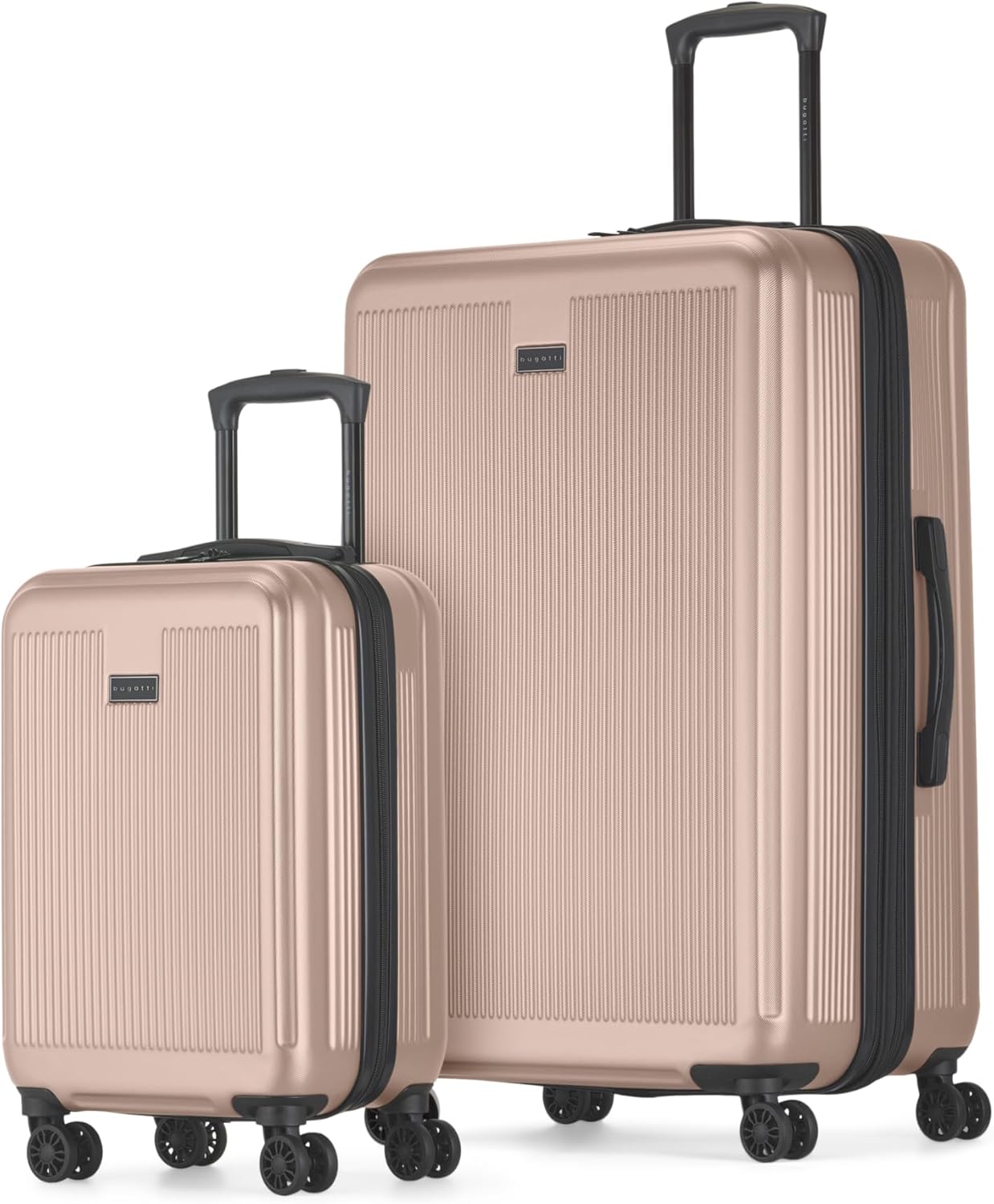 Bugatti Singapore 2-Piece ABS Hardside Luggage Set, Double Spinner Wheels, Expandable (Pink)