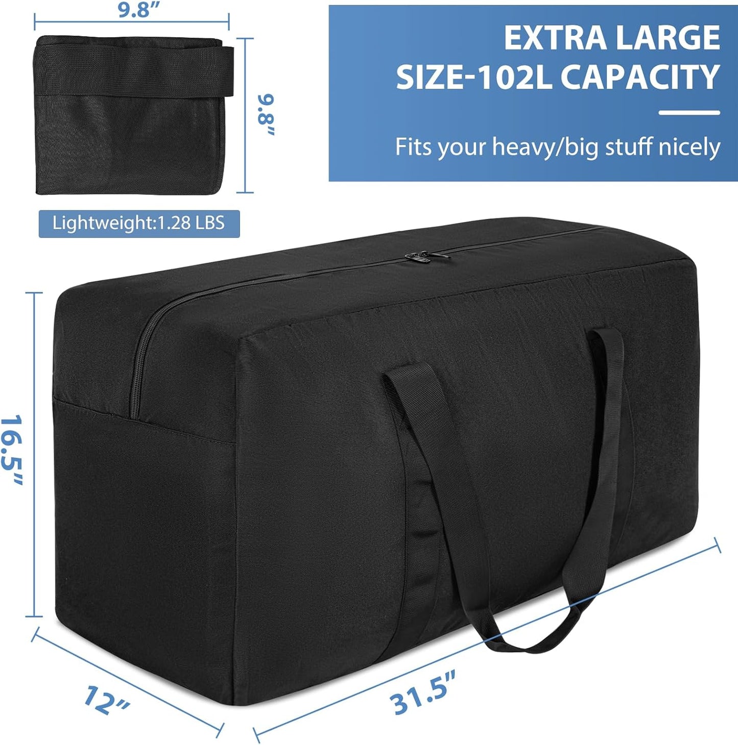 Large Travel Duffle Bag, 102L Gear Bag for Men and Women, Storage Bag Ideal for Overnight Camping and Weekend Getaways