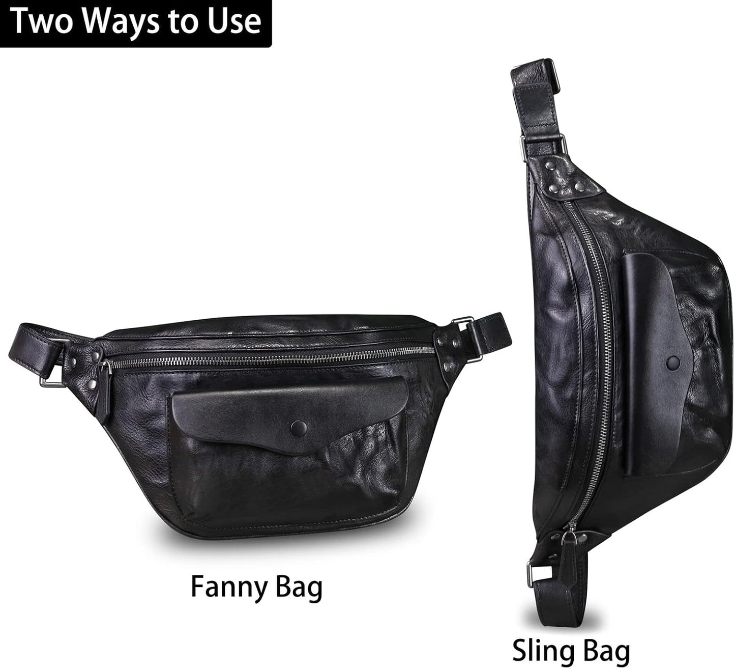 Genuine Leather Fanny Pack for Women and Men Vintage Real Leather Sling Bag Crossbody Bag Fashion Waist Bag Chest Purse