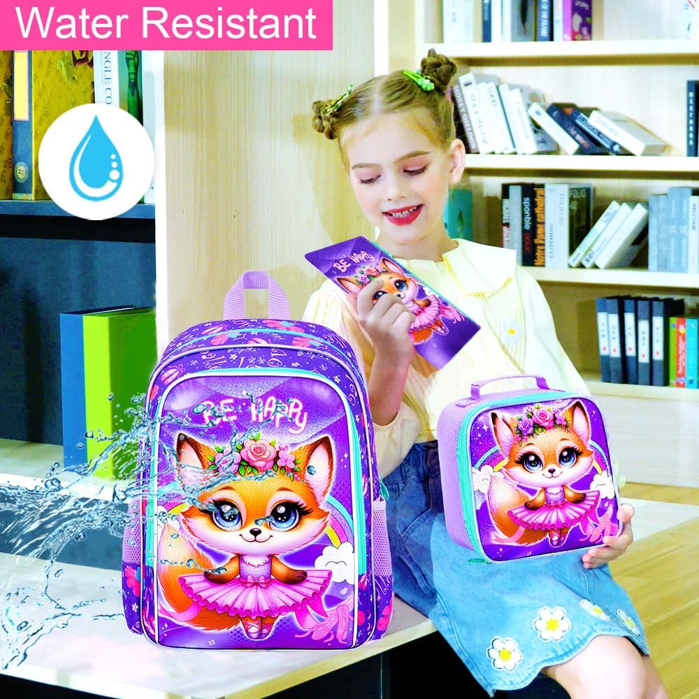 WZLVO 3PCS Kids Backpack for Girls, Unicorn Dinosaur Animal Prechool Elementary Kindergarten School Bookbag with Lunch Box