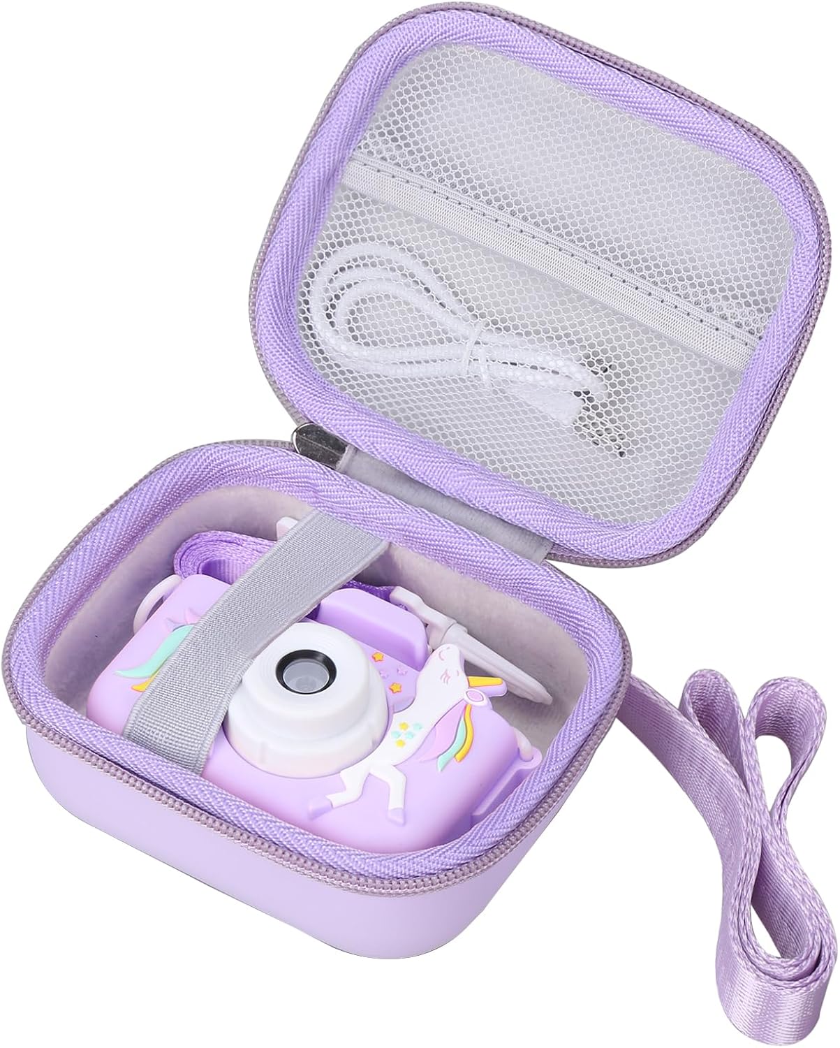 Kids Camera Case Compatible with Seckton/Goopow/DITUPAN/YEEHAO/Hangrui/Masterbee/OUTUVAS/GKTZ Digital Video Camera Toys Camcorder Storage Holder Carrying - Purple Cat