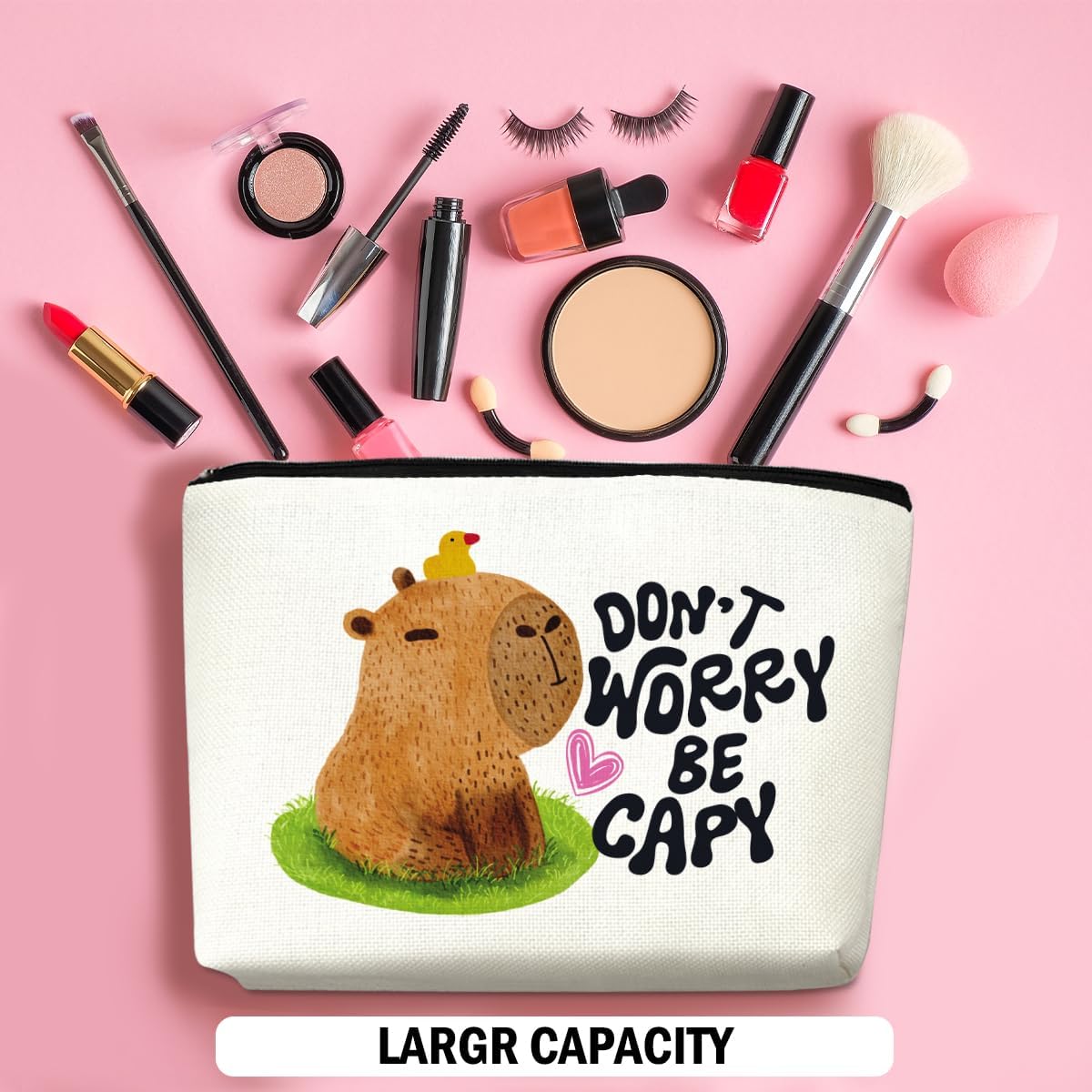 Funny Capybara Makeup Bag, Capybara Gifts for Women, Capybara Lovers Cosmetic Bag Travel Organizer Bags Makeup Pouch, Capybara Stuff Animal Lovers Gifts for Girls Sister Christmas birthday Gifts