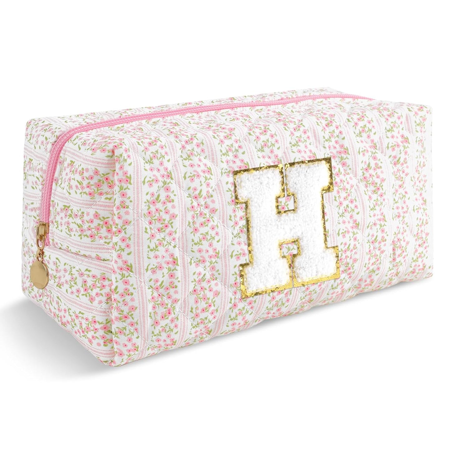Personalized Quilted Cosmetic Bag, Puffy Monogrammed Christmas Birthday Gifts for Women & Girls