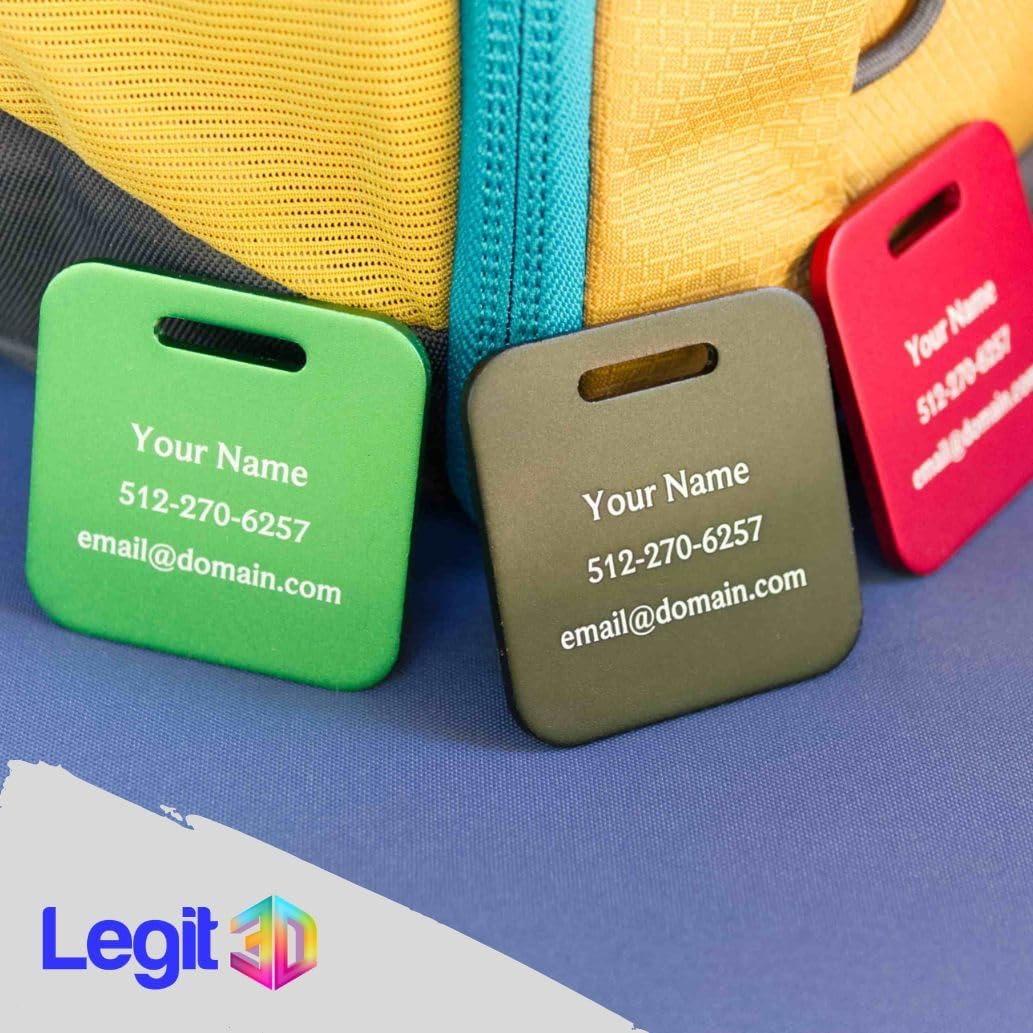 Custom Metal Luggage Tags (3 or 6 Pack) - Personalized Unique Suitcase & Backpack Travel, Durable, Waterproof & Heavy Duty (Purple)