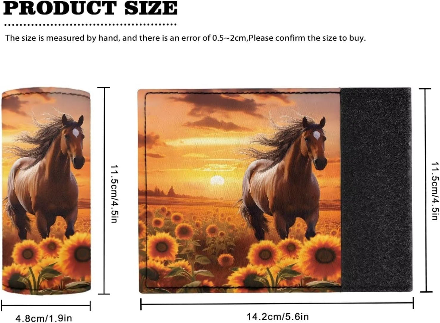 Horse Set of 2 Pcs Luggage Handle Wraps Set Sunflower Suitcase Protective Handle Cover Soft Luggage Identifiers Multipurpose Door Handle Protection Sleeves Cover