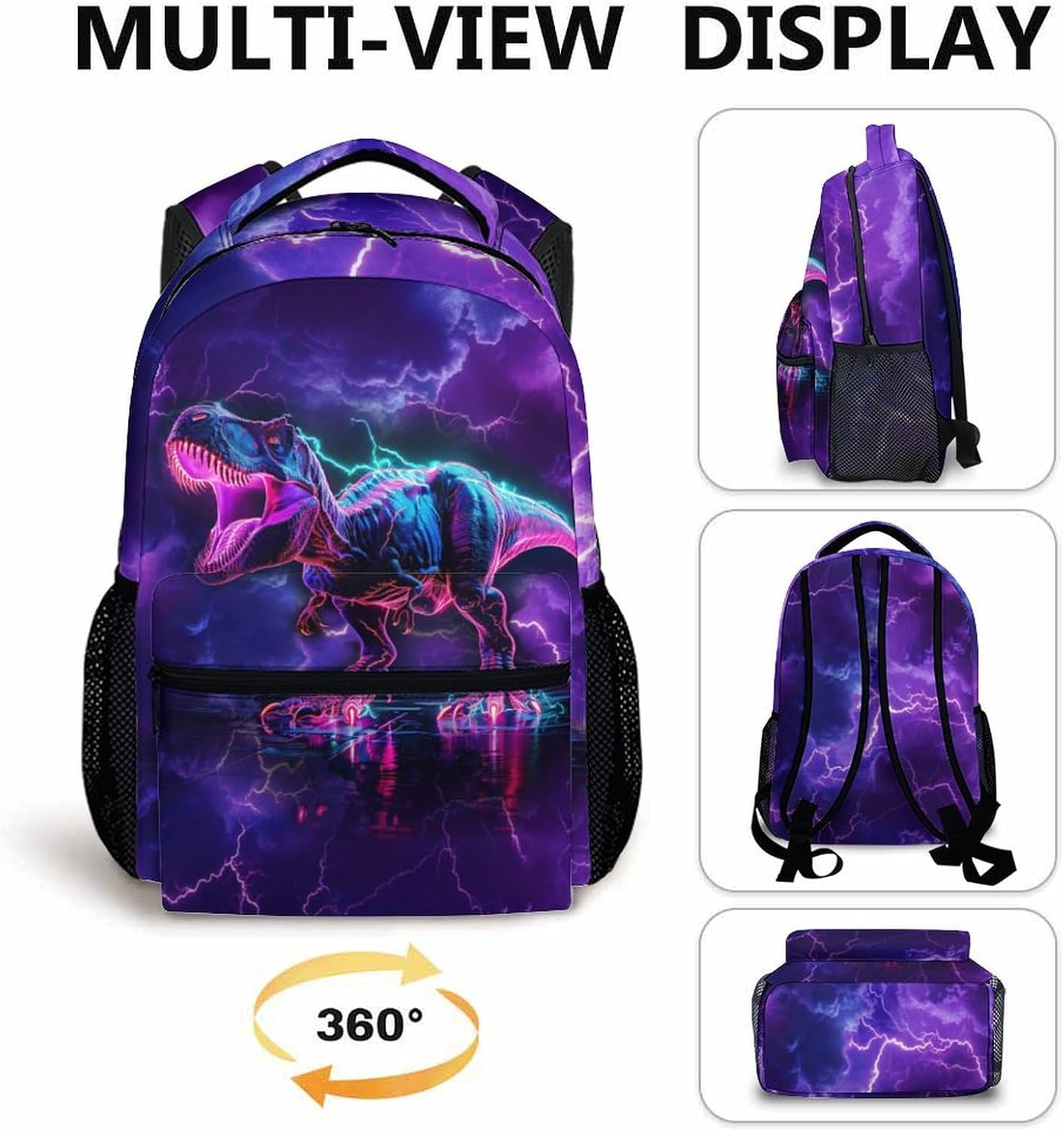 Kids Backpack, Cool Dinosaur Bookbag for Boys, Gift for Kid Back to School, 17 Inch Aesthetic