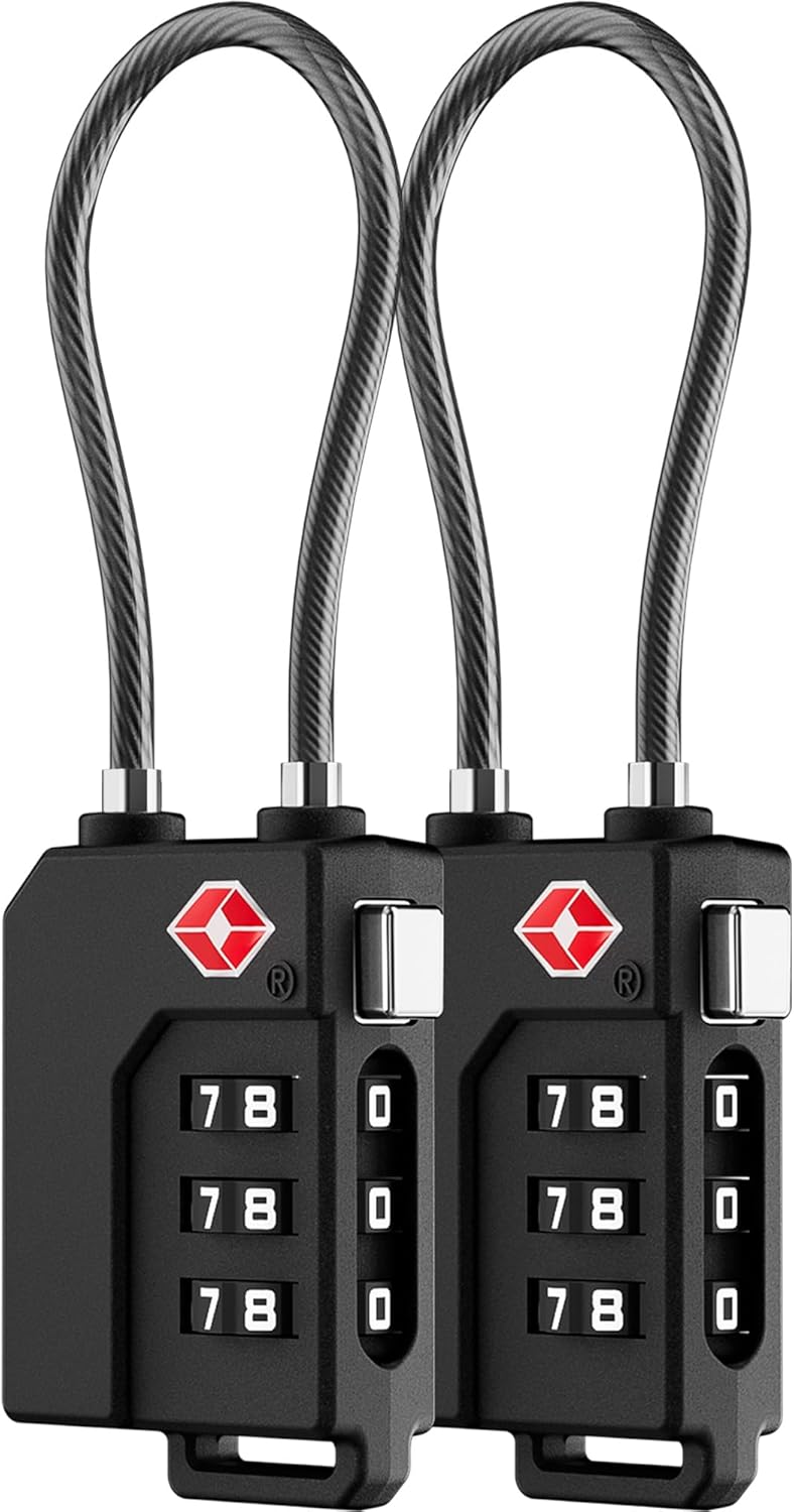 LUGGEX TSA Locks for Luggage, Suitcase Locks TSA Approved, Luggage Locks, Ease of Use & Durable(Black,2 Pack)
