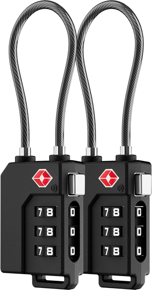 LUGGEX TSA Locks for Luggage, Suitcase Locks TSA Approved, Luggage Locks, Ease of Use & Durable(Black,2 Pack)