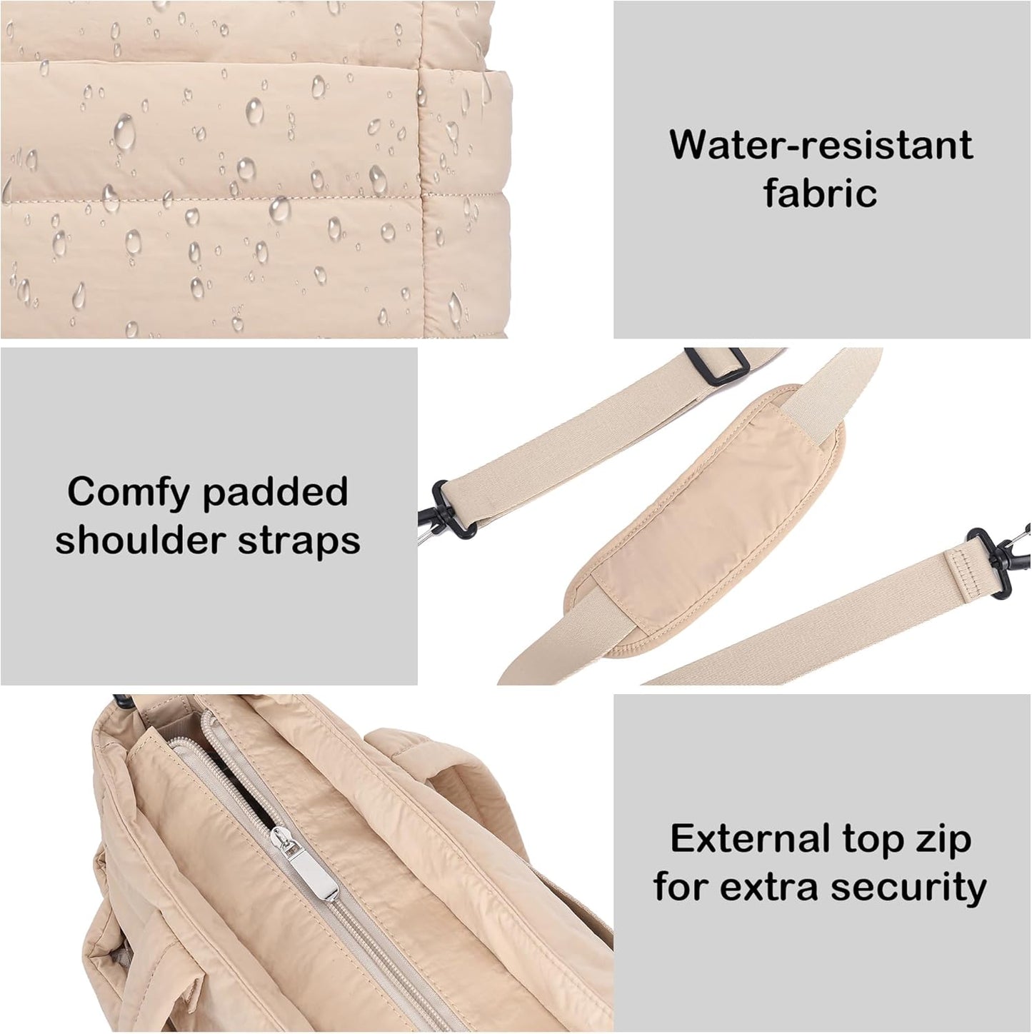 AOCINA Puffy Tote Bag for Women Quilted Work Bag Nurse Bags Women's Handbags for Travel