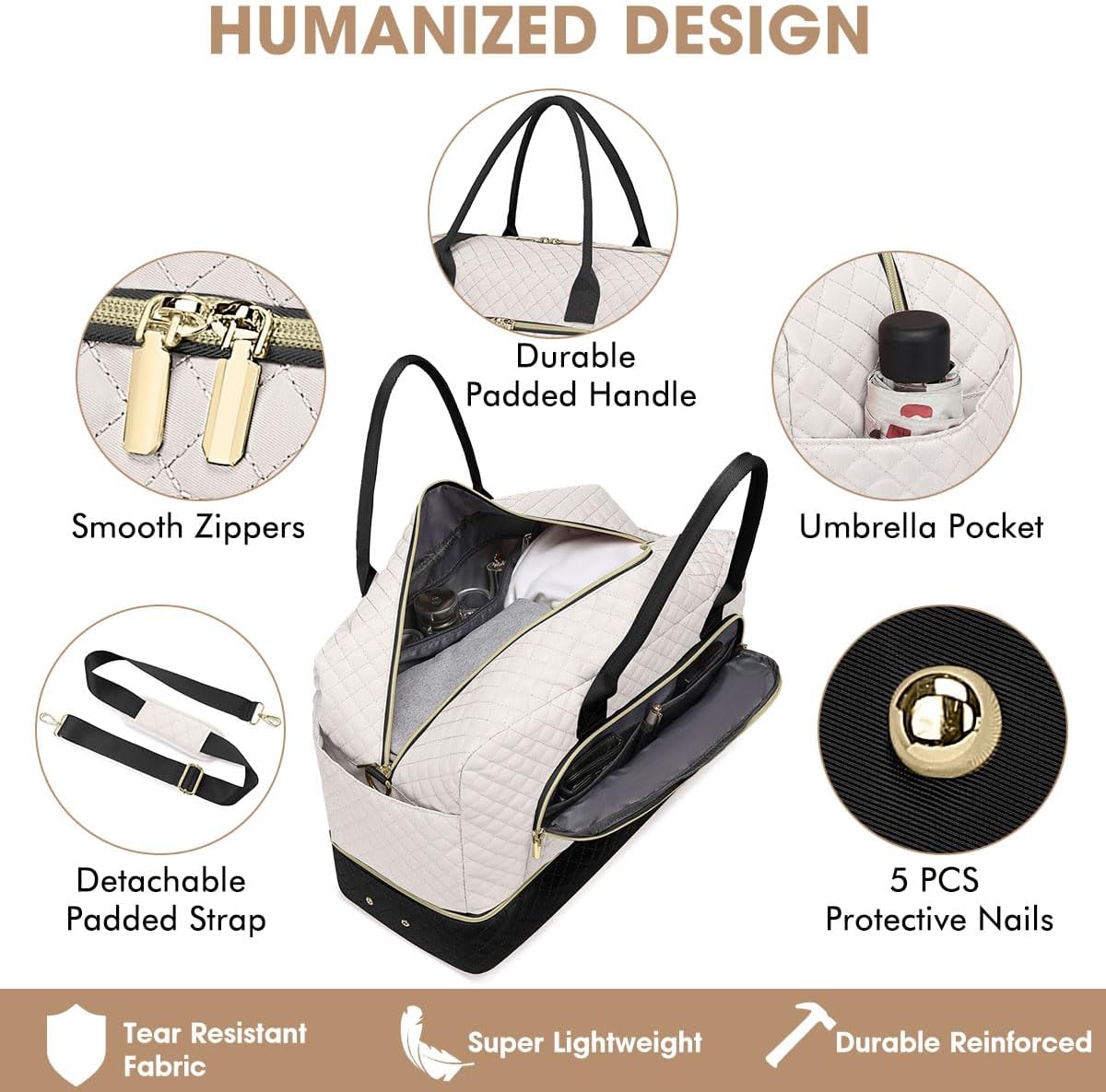 Travel Duffle Bag Weekender for Women - Carry-On Overnight Personal Item Bags with Shoe Compartment & Wet Pocket Large Weekend Tote with Toiletry Bag Hospital Bags for Labor and Delivery