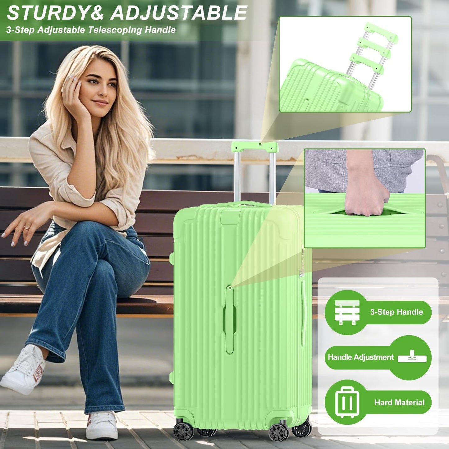 Krute Carry on Luggage 20 inch Suitcases with Spinner Wheels PC+ABS Airline Approved Hard Side Luggages with TSA Lock