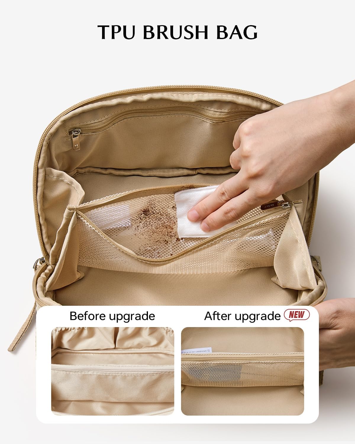 EACHY Travel Makeup Bag, Large Toiletry Bag for Women, Flat-Opening Organizer Pouch with Compartments
