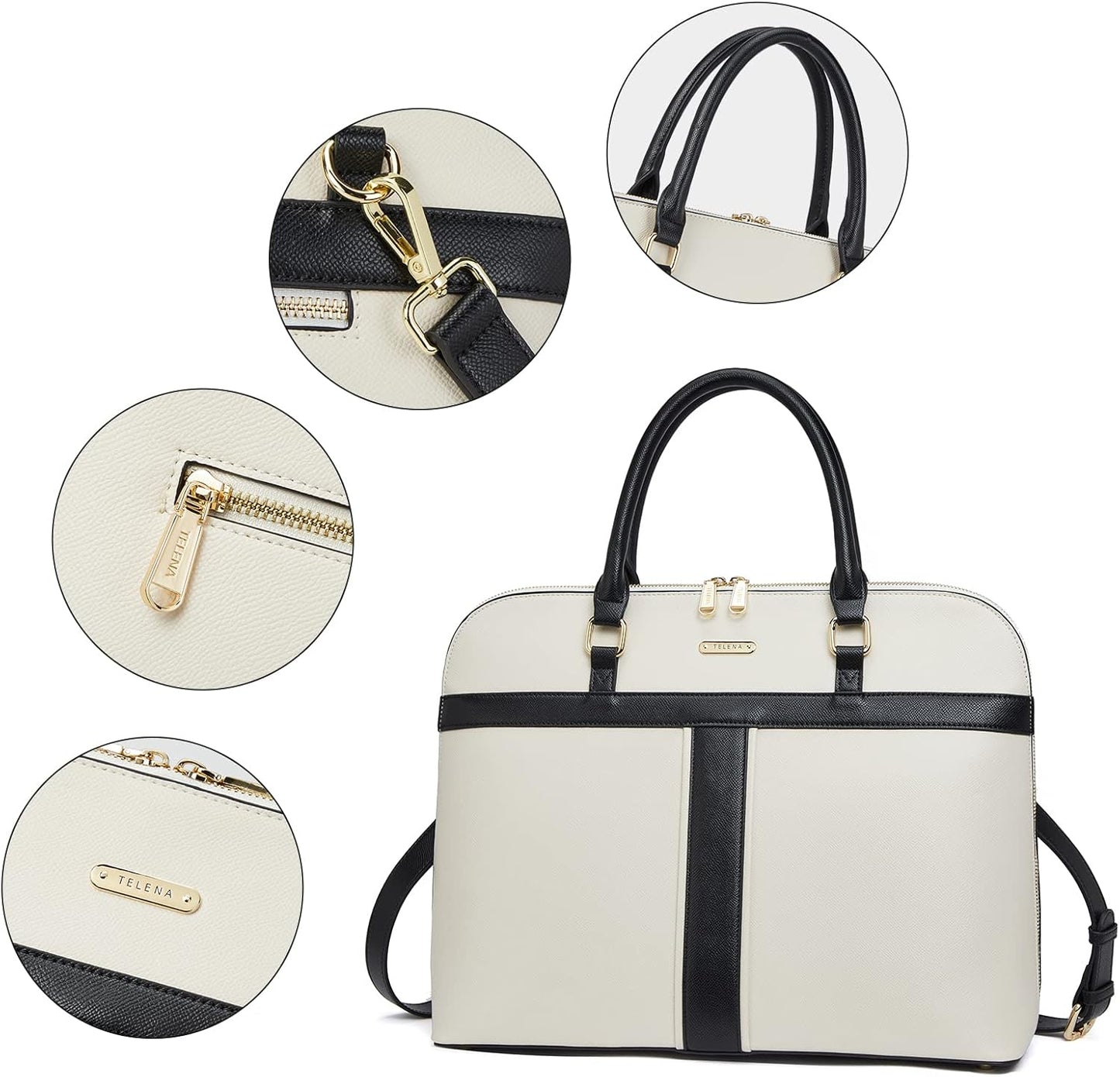 Telena Laptop Tote Bag for Women, 15.6 Inch Shoulder Tote Bag Leather Briefcase for Women, Large Capacity Handbag Bags