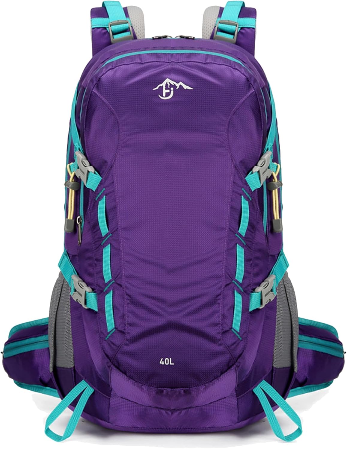 Long Keeper 40L Hiking Backpack Camping Daypack with Waterproof Rain Cover Lightweight Outdoor Sport Travel Backpack Rucksack (Purple)