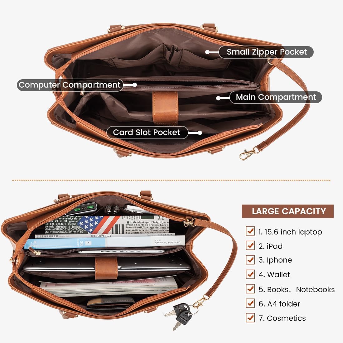 LOVEVOOK Laptop Tote Bag for Women, Office Work Bag Briefcase fit for 15.6 inch Laptop, Large Capacity Teacher Computer Bag Handbag