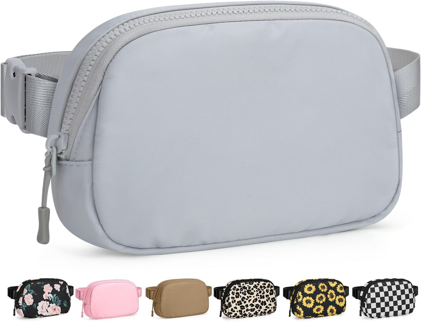 Fanny Packs for Women Cross Body Bag Waterproof Belt Bag with Adjustable Strap and Zipper Back Pocket Small Crossbody Bags Fashion Waist Packs for Workout Travelling(Light Gray)
