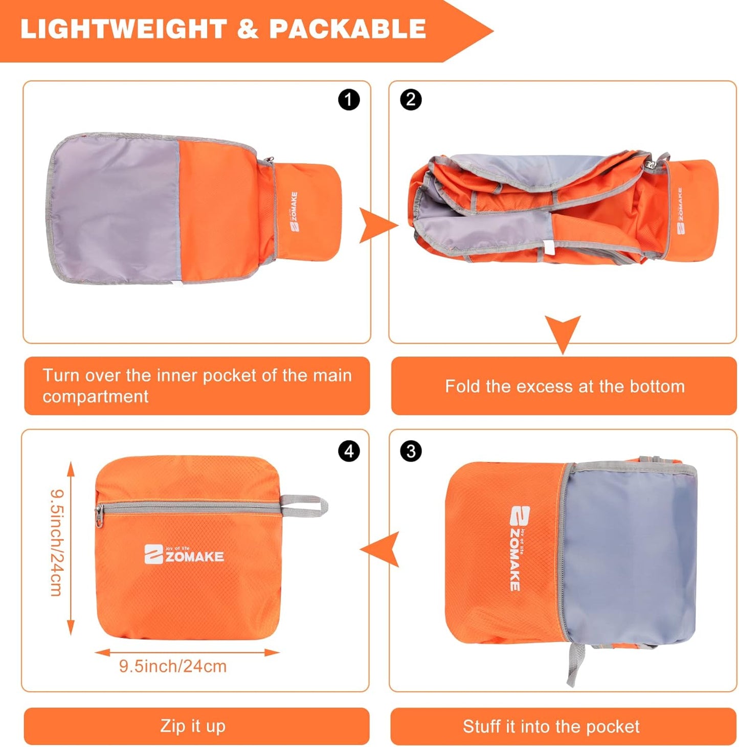 ZOMAKE Lightweight Packable Backpack 35L, Foldable Backpacks Water Resistant Collapsible Light Daypack for Hiking
