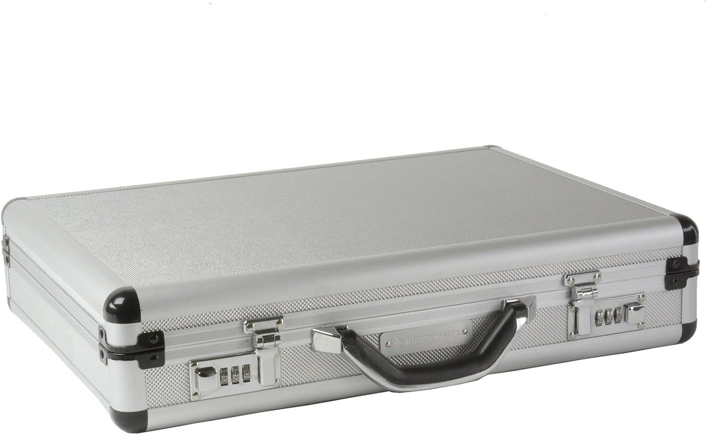 Alpine Swiss Executive Aluminum Briefcase Padded Laptop Briefcase For Men Hard Shell Attache Case Combo Lock Business Case