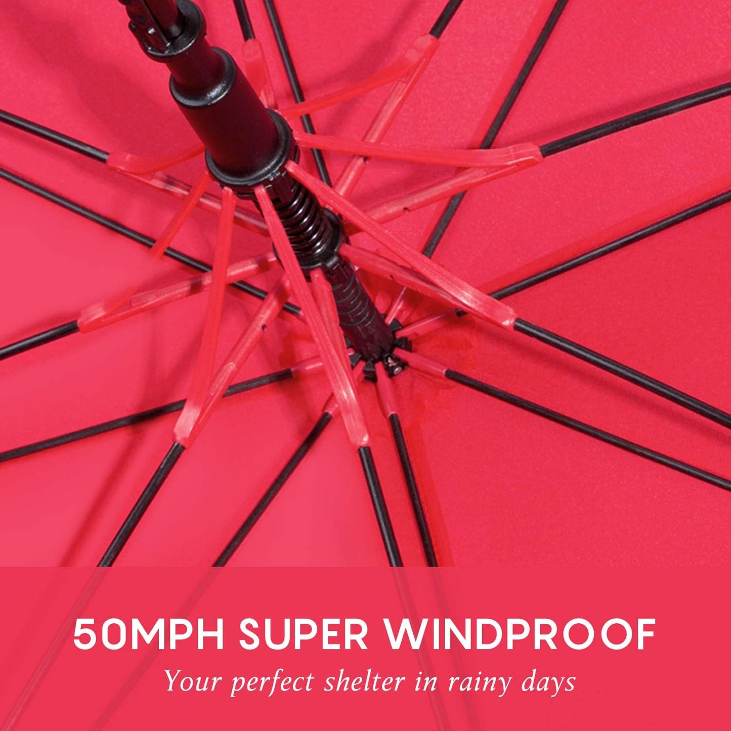 RUMBRELLA UV Stick Umbrella Auto Open UPF 50+ with J Hook Handle 51IN