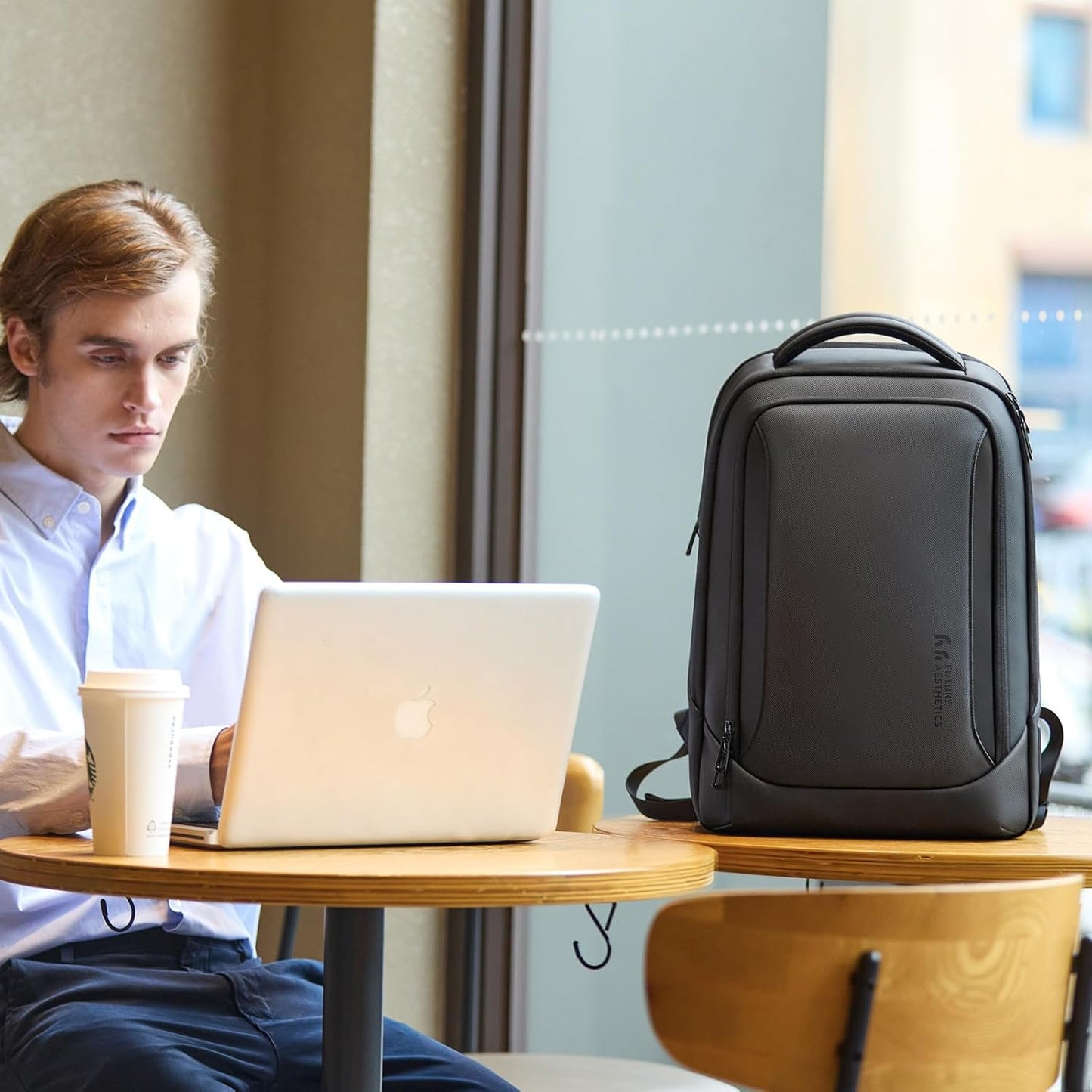 hk Laptop Backpack for Men with USB Charging Port Water-Resistant for 15.6 Inch Computer Bag