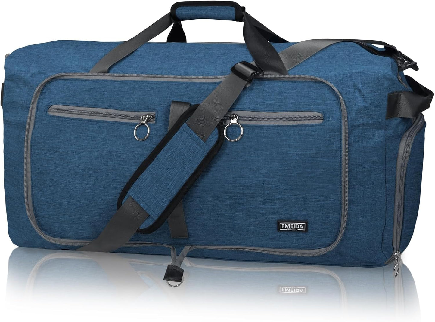 Fmeida 65L Duffle Bag with Shoes Compartment, Foldable Travel Duffel Bags for Men Women, Large