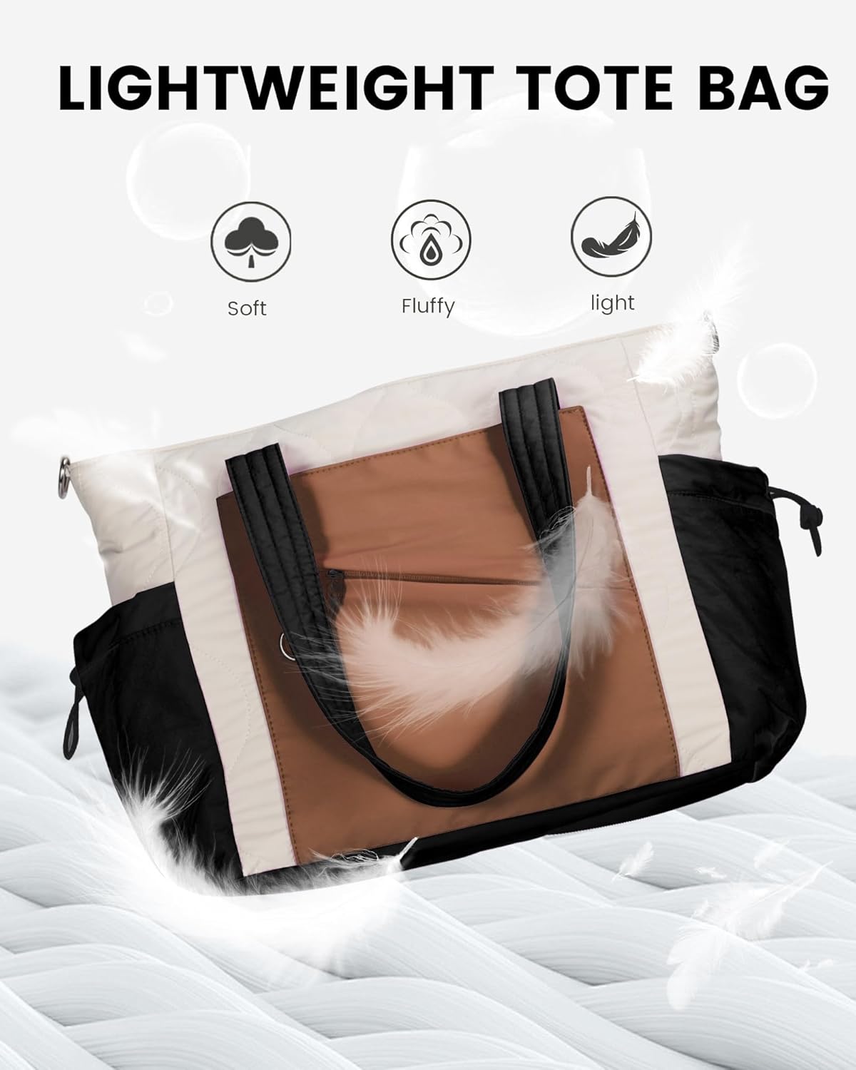 HUGOOME Tote Bag for Women,Puffer Tote Bag with Strap Quilted Nurse Teacher Work Bags Pockets Travel Shoulder Handbag