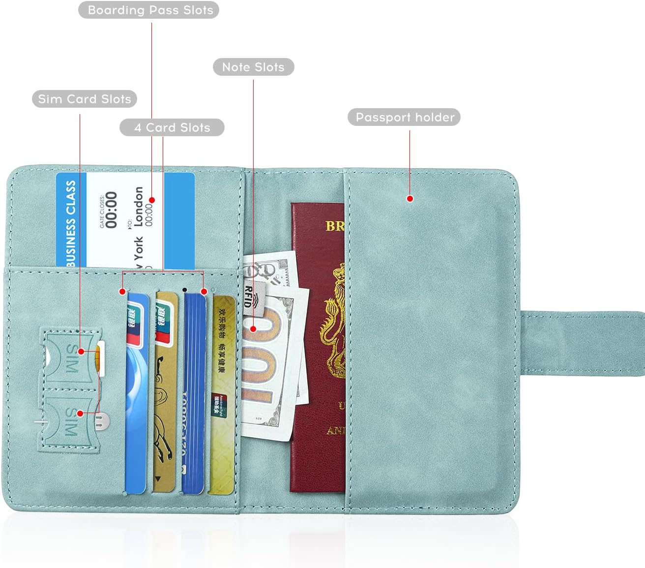 ILIYAH-Passport Cover-Passport Holder Travel Wallet-RFID Blocking Passport Case Travel Accessories Card Holder Wallet Unisex Travel Gifts(Blue)