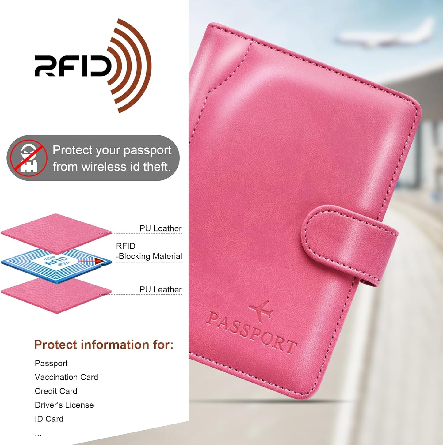 Herain Passport Holder for Travel Cruise Essentials, Passport Cover Wallet Case Women Men, RFID Passports Book Holders Travels Gifts Must Haves Accessories