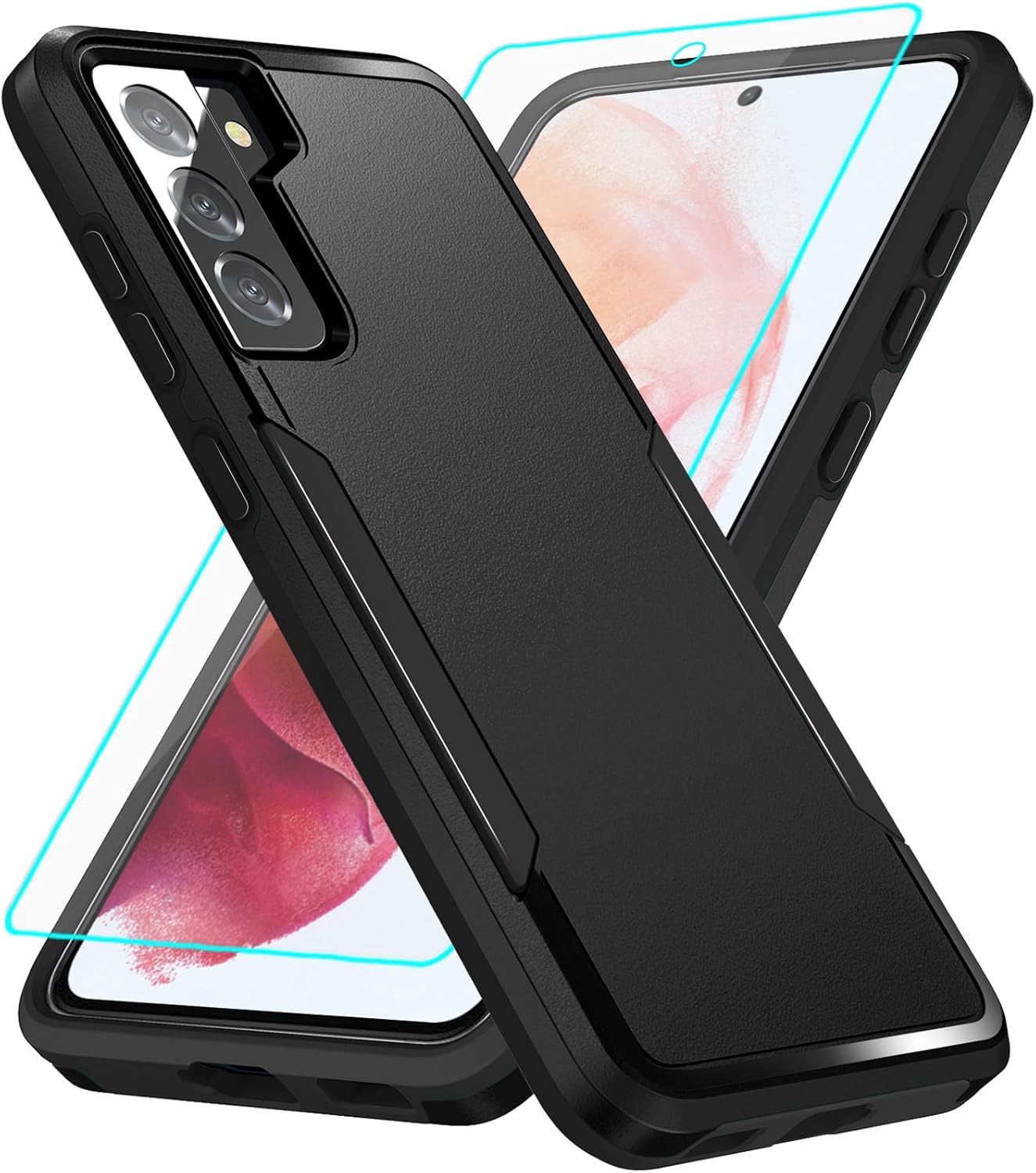for Galaxy S21 Case with Screen Protection: Heavy Duty Protective Shockproof and Scratch Proof Cell Phone case for Samsung Galaxy S21-Black