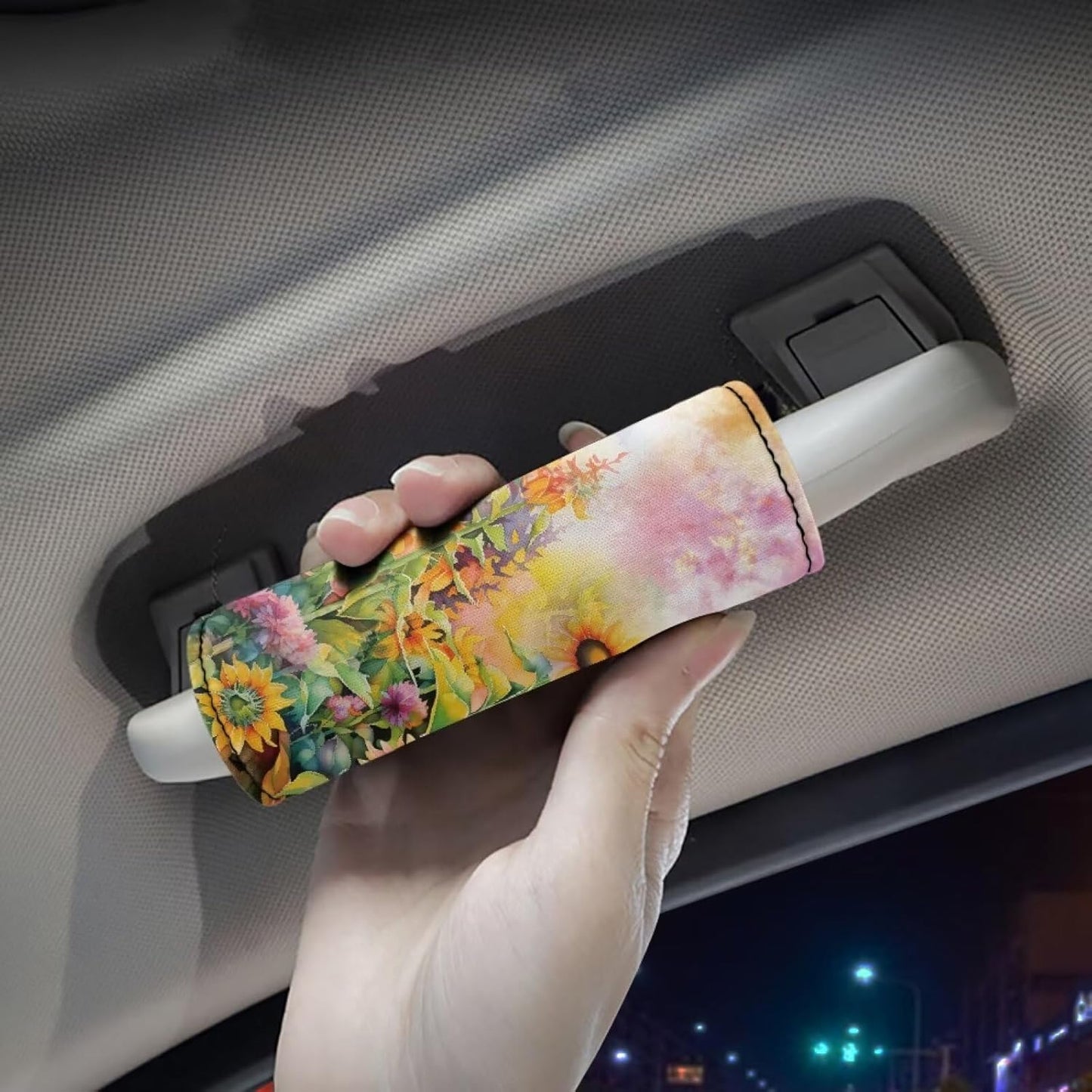 Sunflower Luggage Handle Wraps for Suitcase Soft Grip Handle Cover Set of 2 Pcs,Women Girls Suitcase Protective Handle Cover Reusable, Floral Print