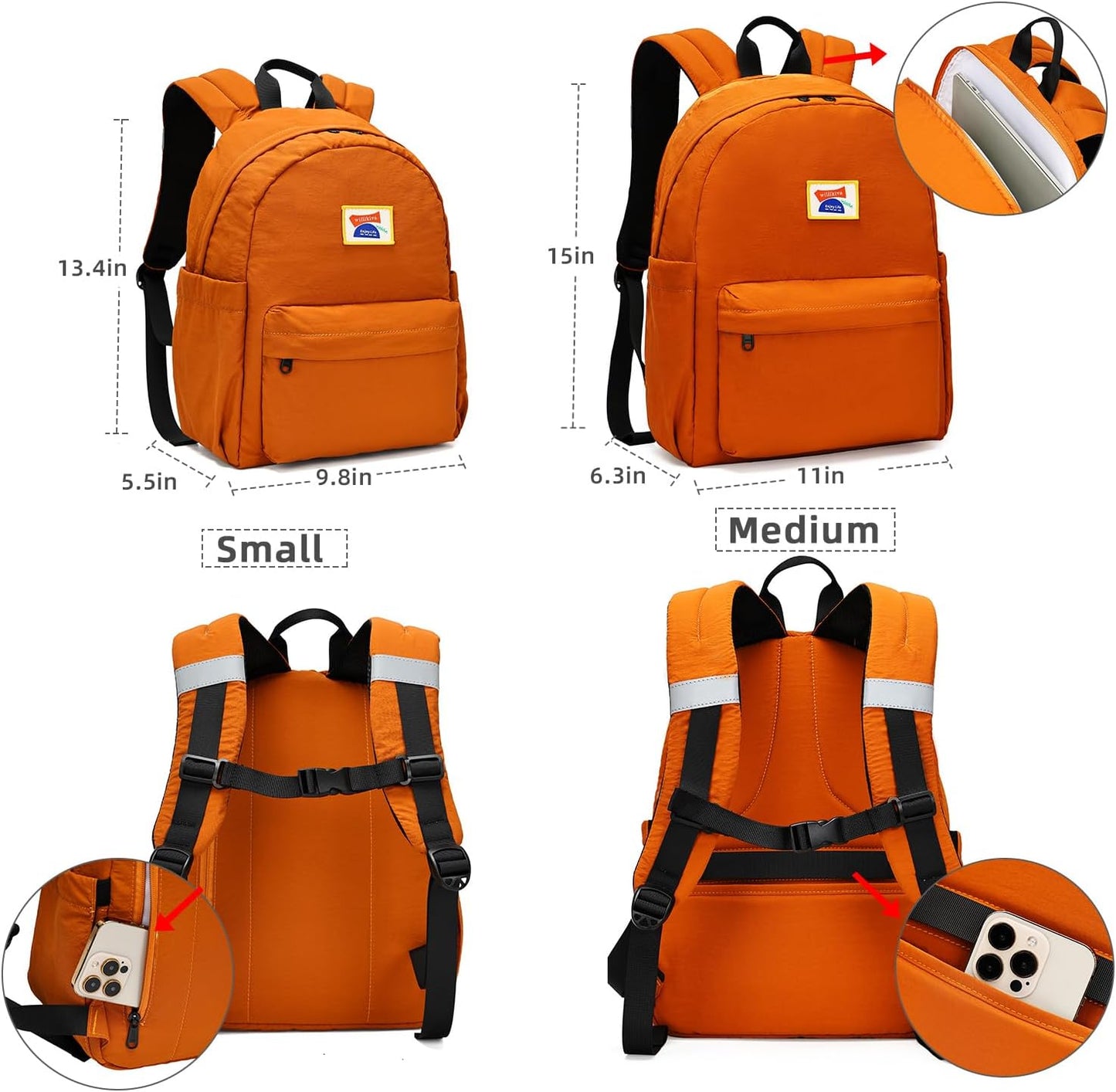 willikiva Kids Backpack for School Boys Girls Teens Toddler Backpack Waterproof Kindergarten Preschool Elementary Bookbag Children Travel Bag(Orange,Small)