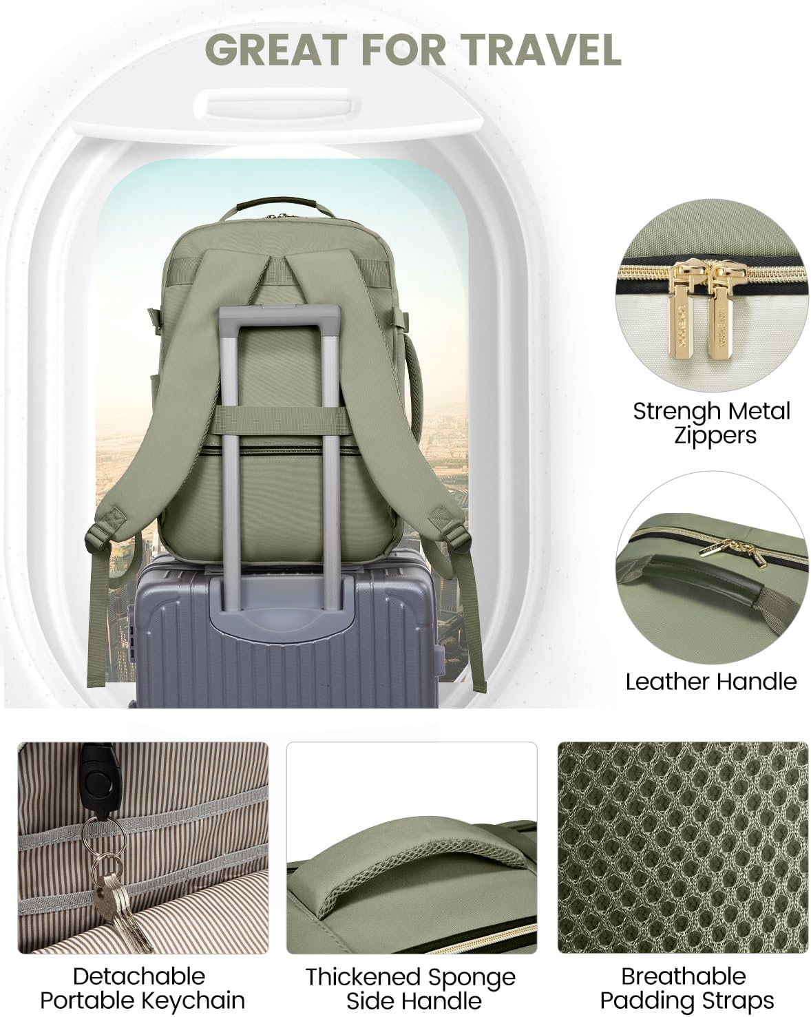 LOVEVOOK 56L Travel Backpack for Women & Men, Airline Approved Carry On Luggage with 3 Packing
