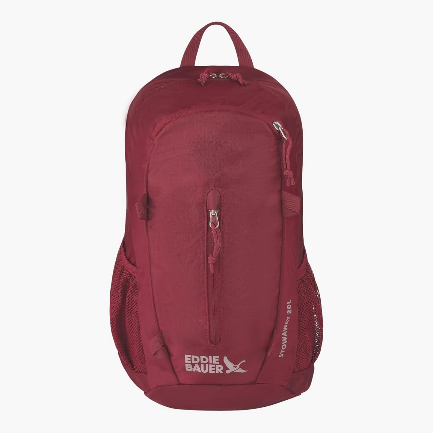 Eddie Bauer Stowaway Packable Backpack | Travel | Outdoor | Lightweight | Foldable | Durable | Ripstop Polyester | 20L - Black Cherry