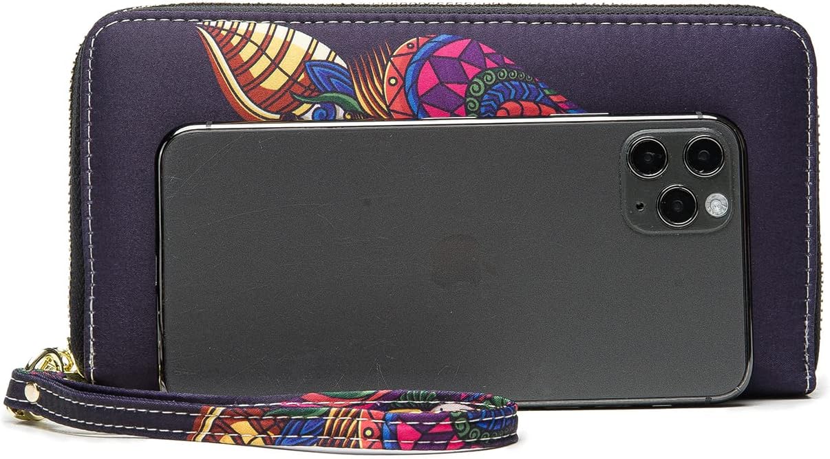 Women Wallet Card RFID For Womens Holder Blocking Credit Small Zipper Purse Pocket Bifold Slim Coin ID Ladies Wristlet Clutch Large Capacity Window Case Travel Zip Women's