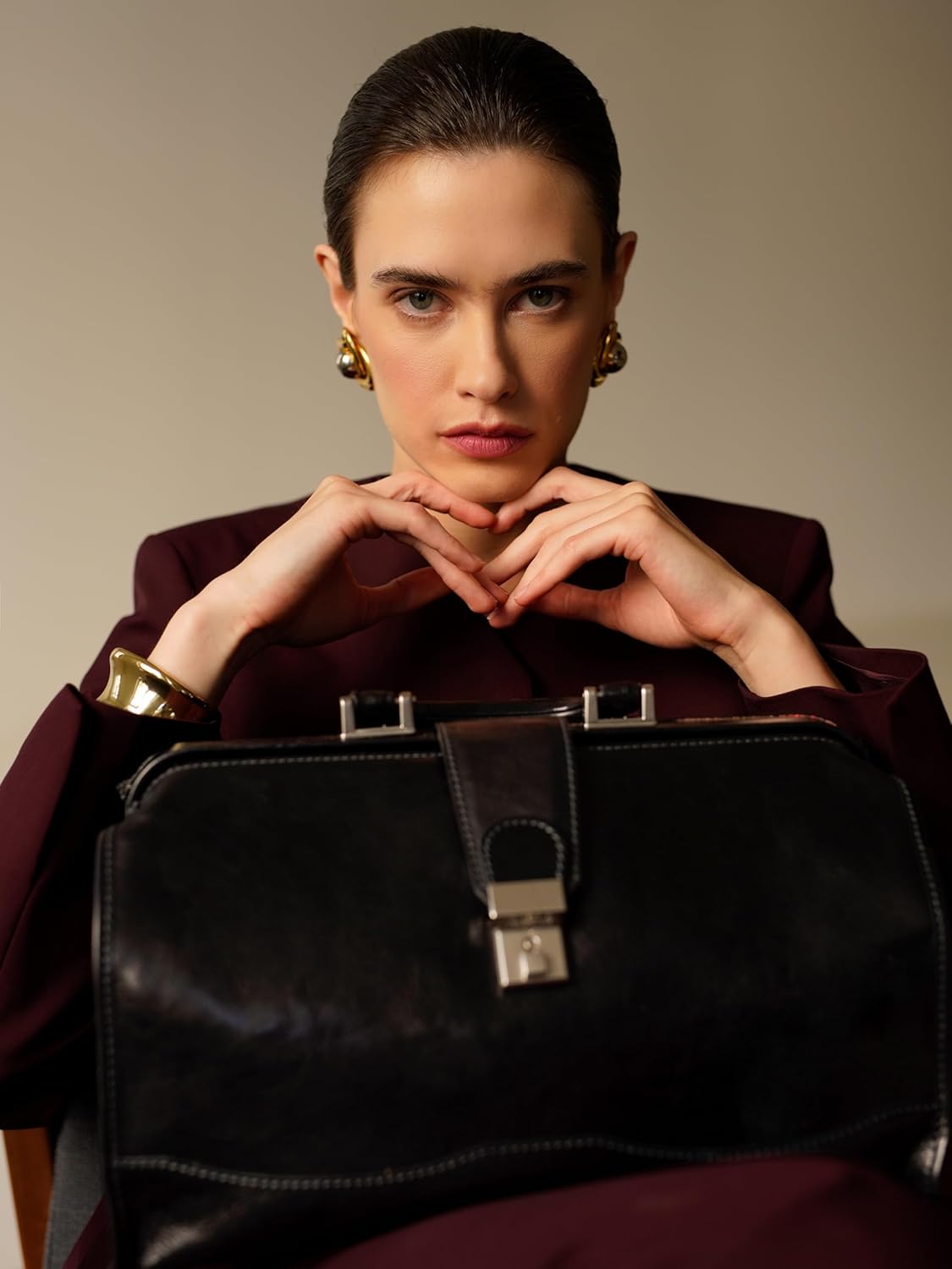 Time Resistance Leather Doctor Bag - Italian Handmade Medical Bag - Vintage Style Handbag - Real Leather Briefcase