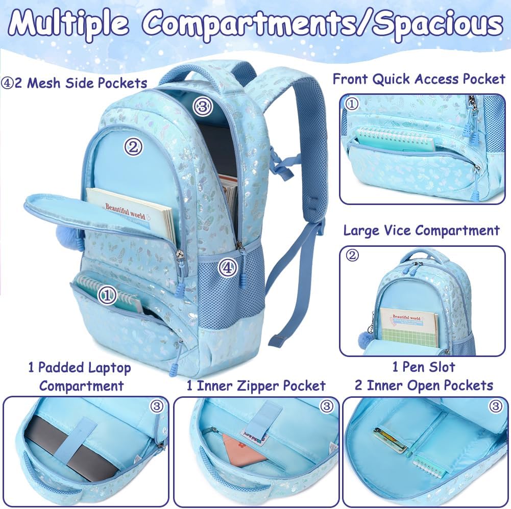Meisohua Girls Backpack with Lunch Box 3 in 1 Set Kids Backpack for Girls Preschool Kindergarten Elementary School Backpack