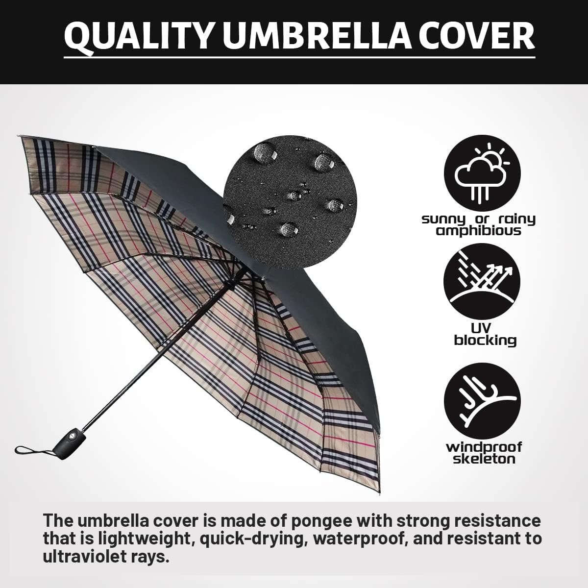 LLanxiry Compact Travel Umbrella, Windproof UV Protection Mini Folding Umbrellas for Rain Small Portable Umbrella for Travel Outdoor Use