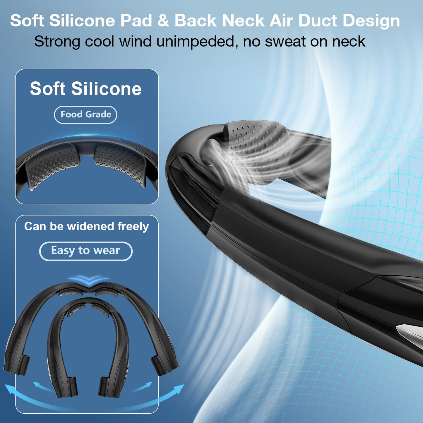 Hionly AI Neck Fan, 6 Speeds Adjustable Portable Personal Fan Rechargeable, Faster Cooling Wearable