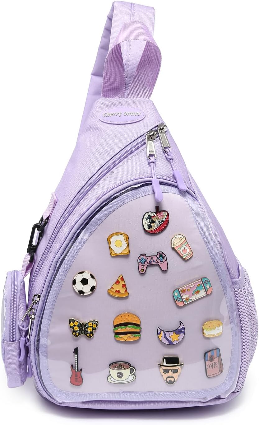 Oxford Ita Bag Kawaii Pin Display Chest Pack Single Shoulder Bag Sport Backpack Hiking Daypack, Small