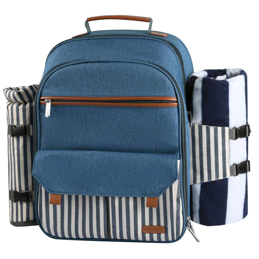 Sunflora Picnic Backpack for 4 Person Set Pack with Insulated Waterproof Pouch for Family Outdoor