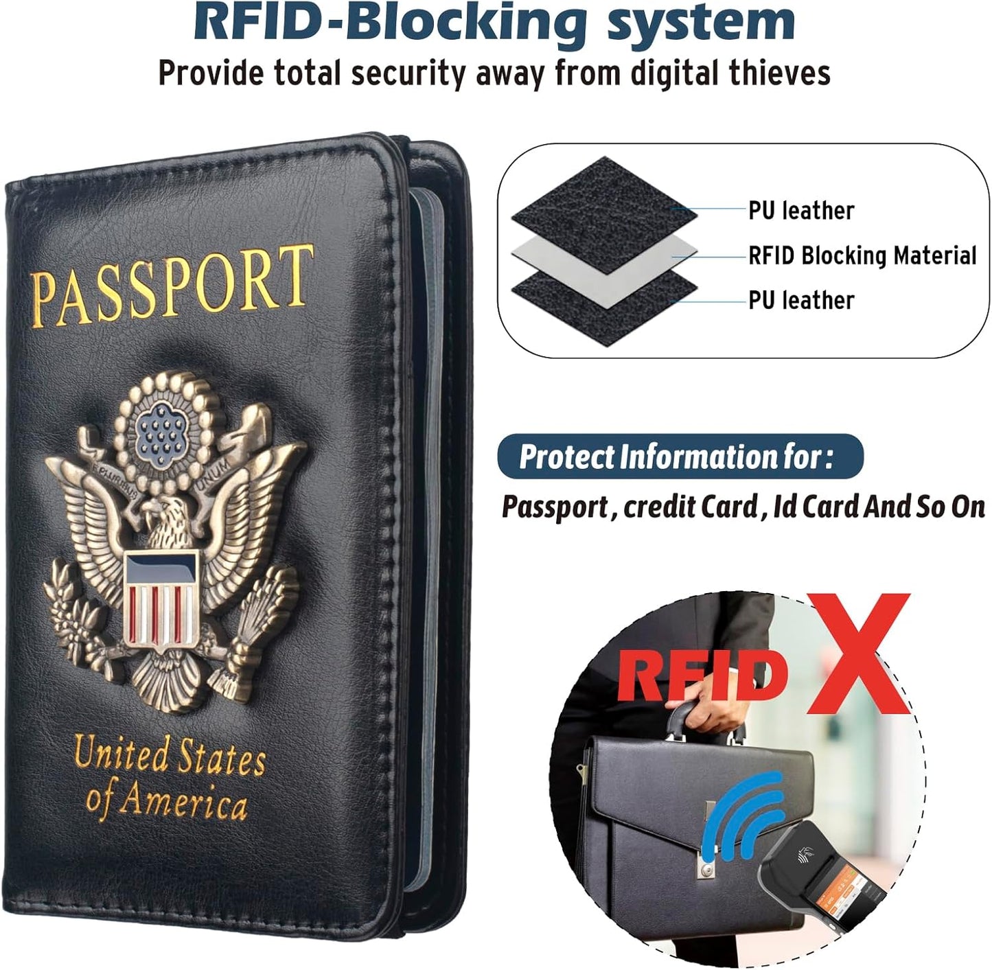 Coowayze Passport Holder Cover for Women Men, Leather US Passport Wallet Case with Vaccine Card