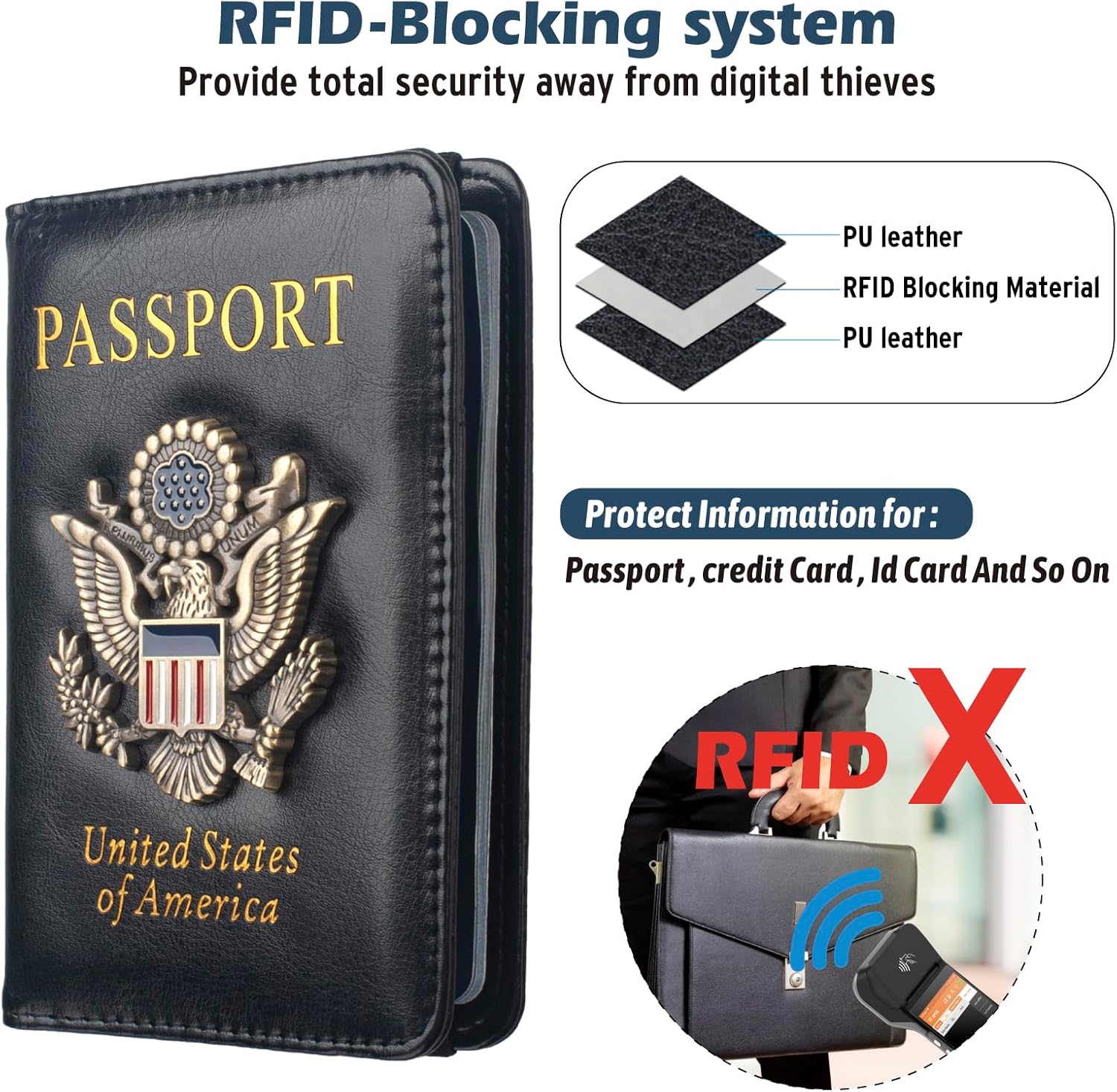 Coowayze Passport Holder Cover for Women Men, Leather US Passport Wallet Case with Vaccine Card