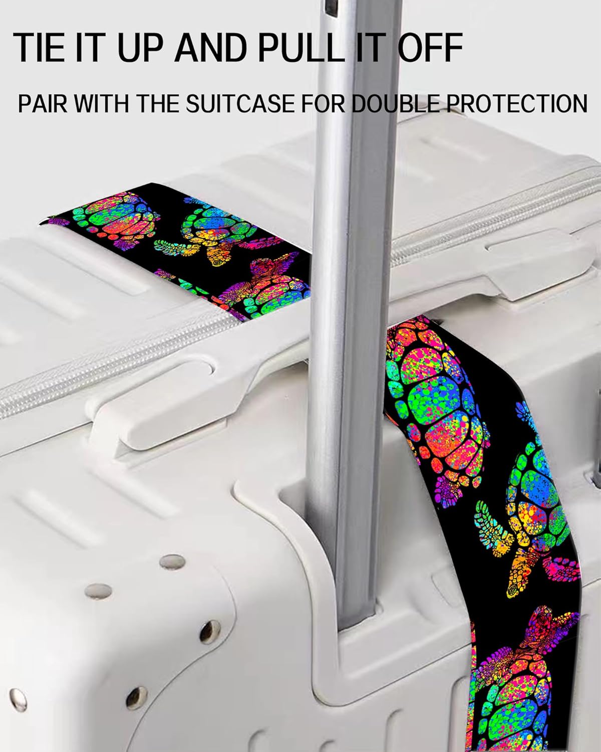 Luggage Straps for Suitcases, Adjustable Travel Belt, Durable Wide Luggage Strap, Cute Suitcase Strap Identifiers with Buckle, Bag Straps for Luggage, Cute Colorful Tirtles