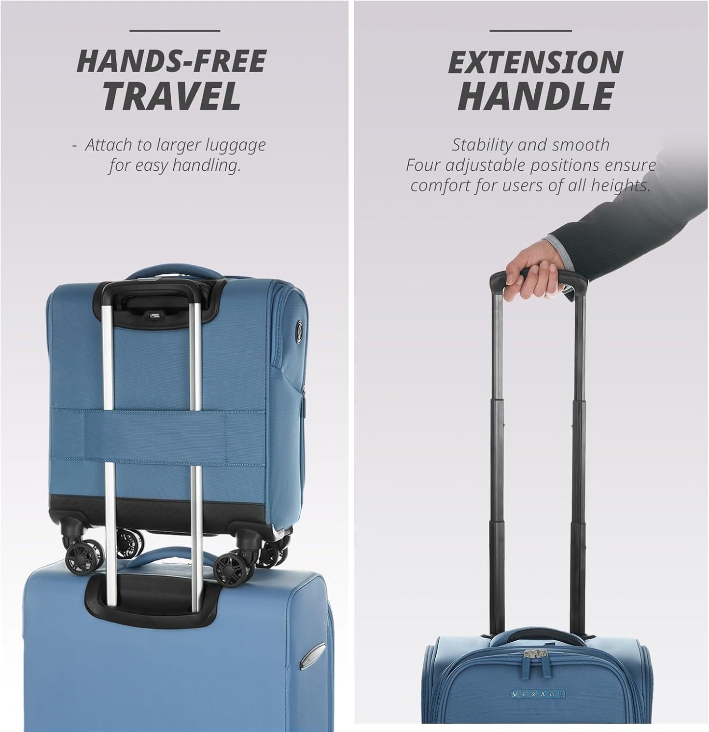 Verage Underseat Carry On Luggage with Wheels & USB Port,14 inch Coast Blue Wheeled Spinner Bag Carry-on Luggages for Airlines, Lightweight Suitcase Men Women, Pilots and Crew