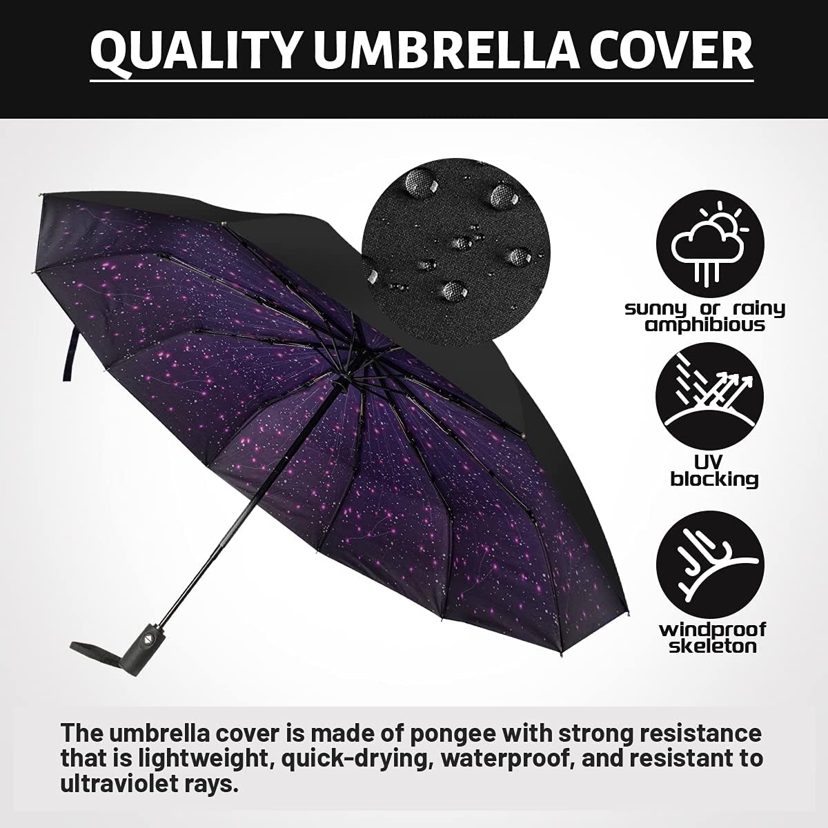 LLanxiry Compact Travel Umbrella, Windproof UV Protection Mini Folding Umbrellas for Rain Small Portable Umbrella for Travel Outdoor Use