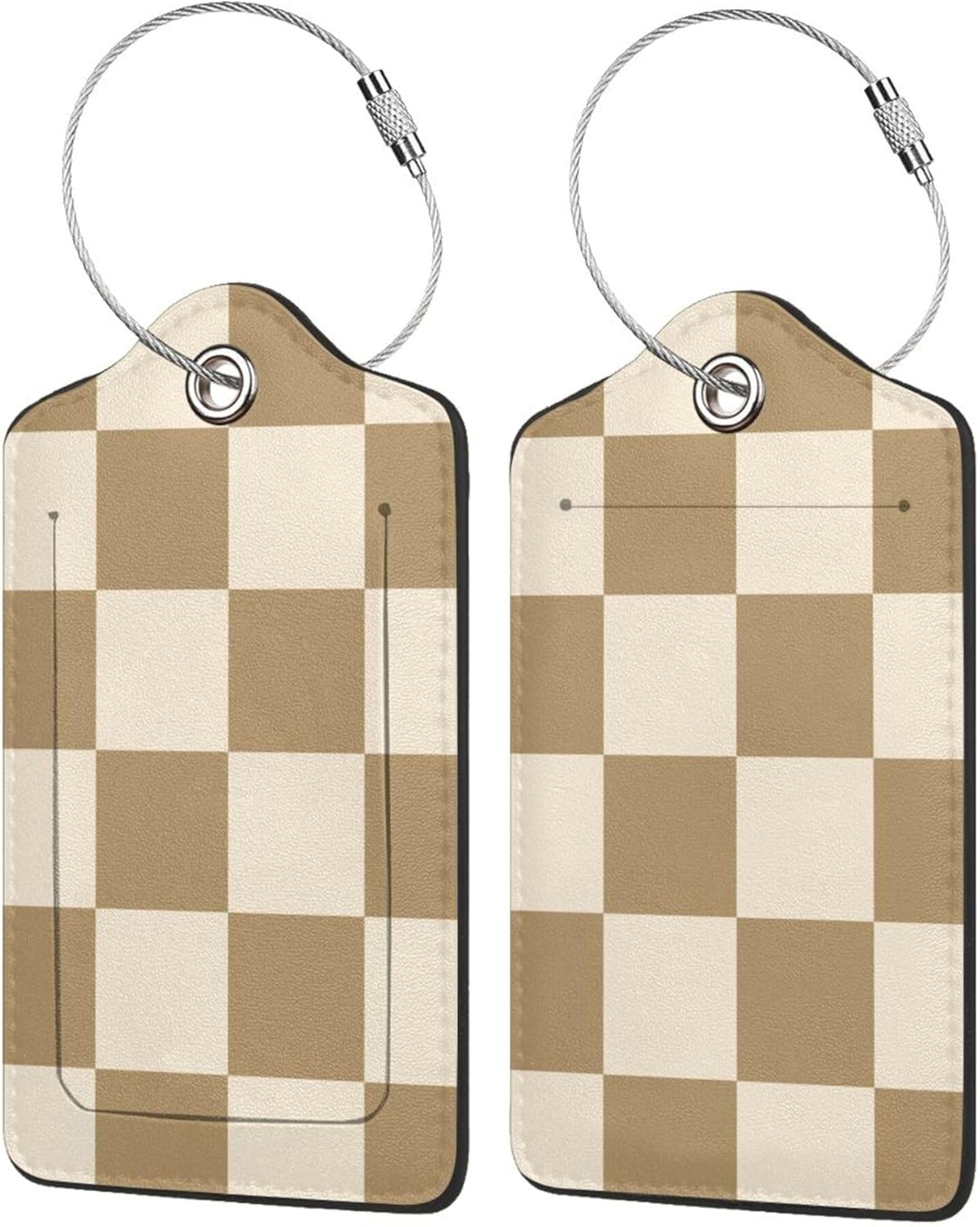 Luggage Tags for Suitcases, 2 Pack Cute PU Leather Luggage Tag TSA Approved with Stainless Steel Loop and Address Card Baggage Tag for Travel&Hotel Stays&Cruise Ships&Shipping and Mailing(Coffee)