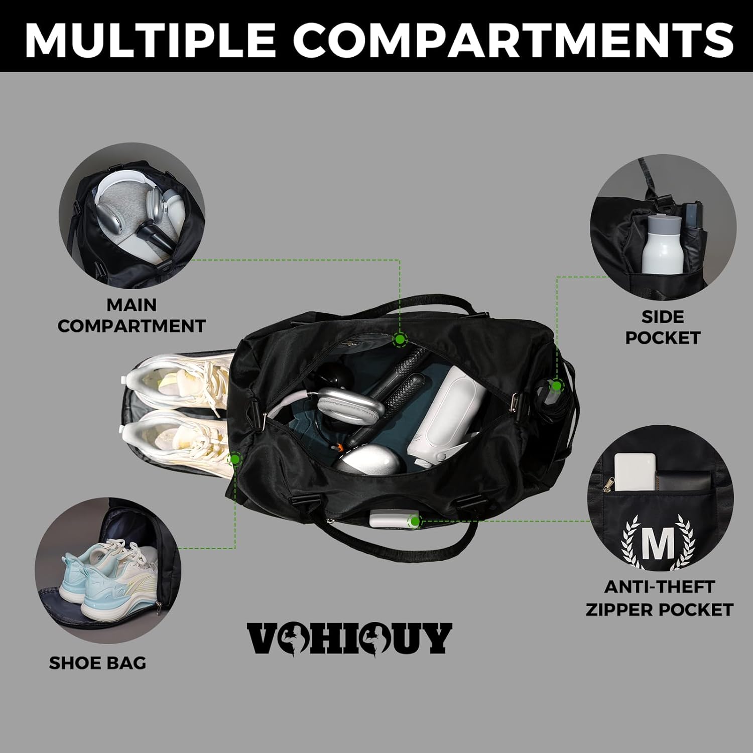 Gym Bag with Shoe Compartment - Personalized Monogrammed Duffle for Sports, Travel, and Workout