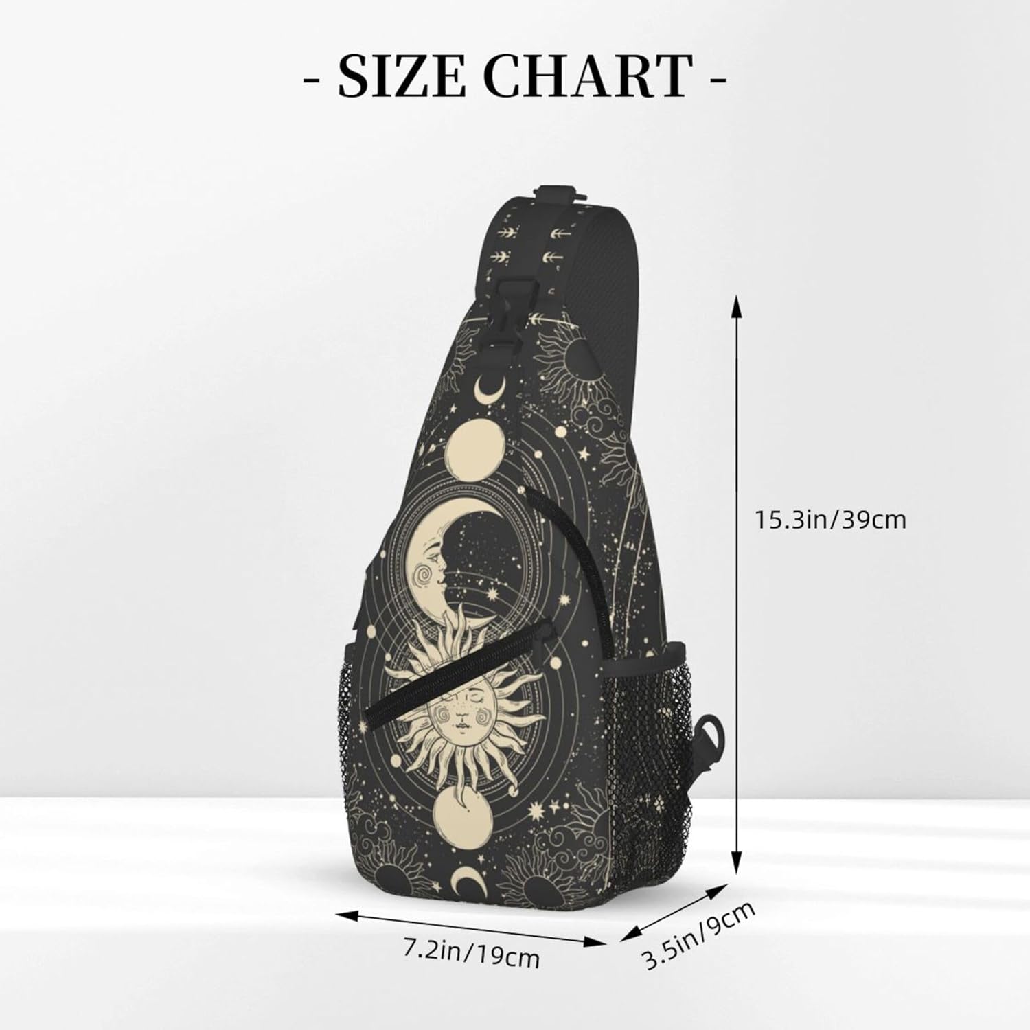 Vintage Sun Moon Stars Small Crossbody Backpack Sling Bag for Men Women Mini One Shoulder Chest